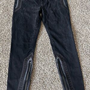 Mother Jeans The Looker Inside Zip The Black Sheep Princess Embroidered Size 32